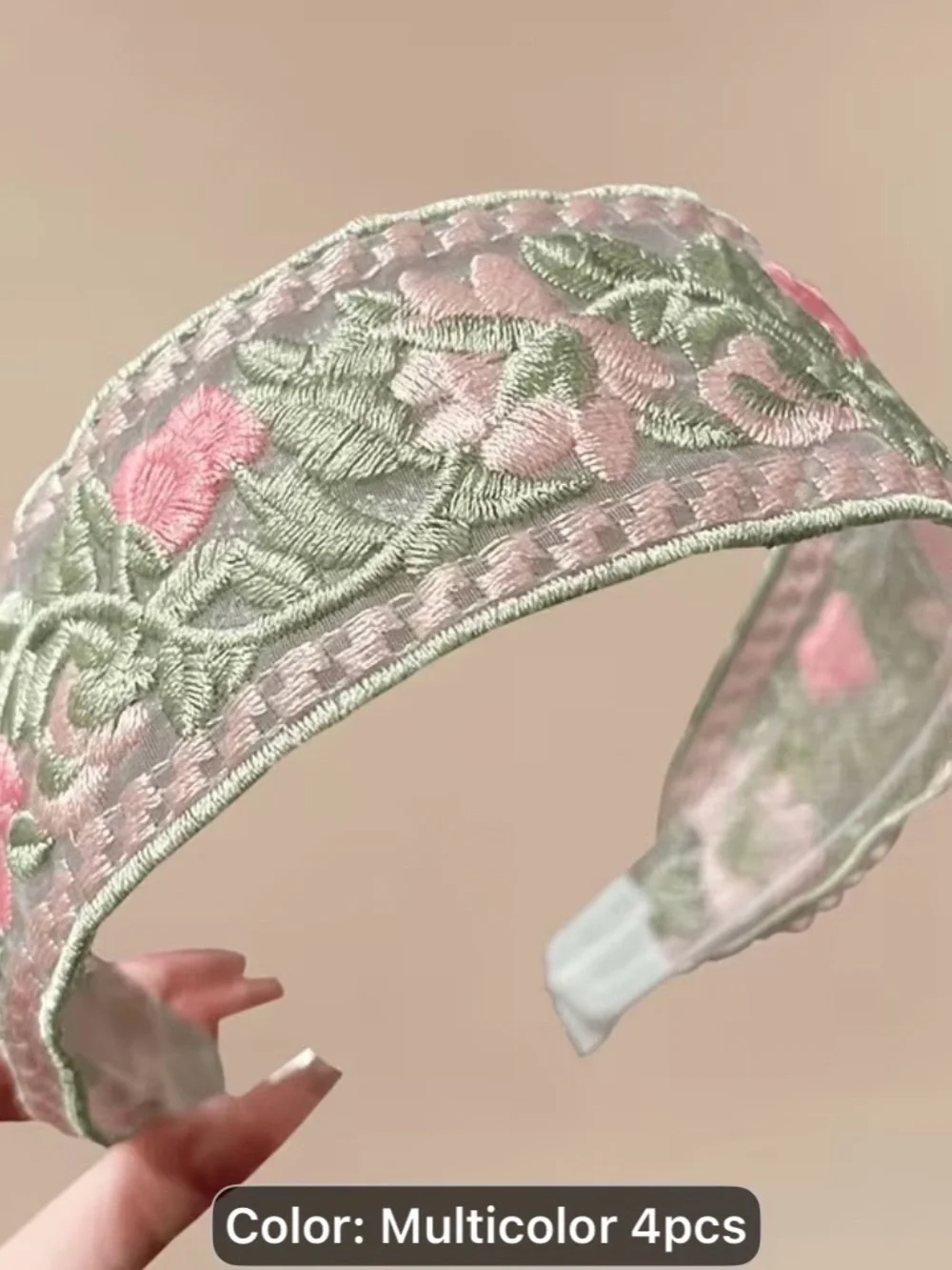 Embroidered Ethnic style Floral Padded Headband - Multicolor